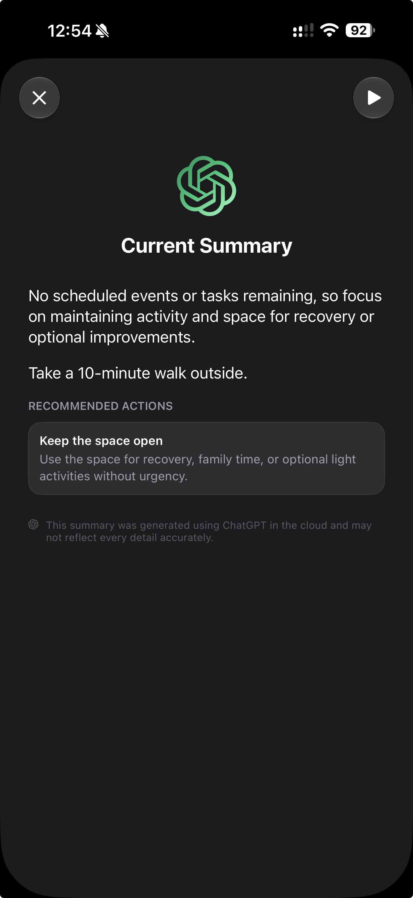 AI Current Summary screenshot